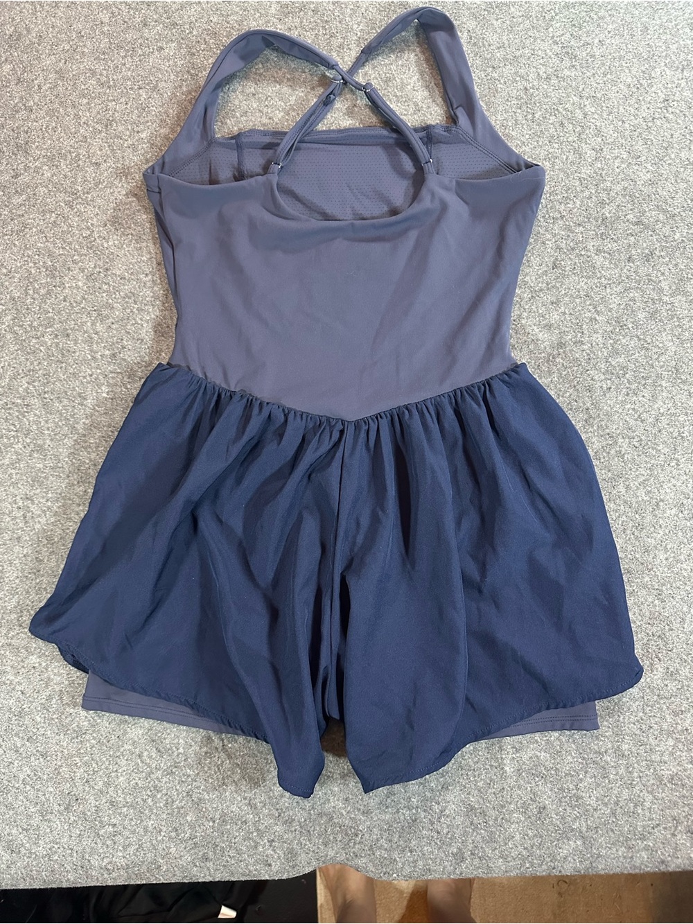 Blue Square-Neck Athletic Romper - Picture 9 of 10